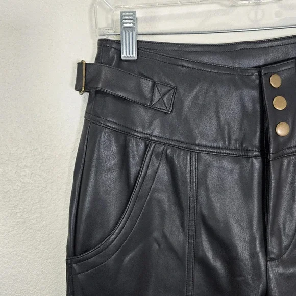 Young Fabulous & Broke Highrise Black Faux Leather Pants Straight Leg Size Small - Picture 3 of 10